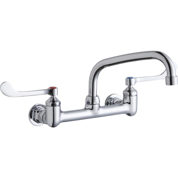 Elkay 8" Centers Wall Faucet 8" Arc Tube Spout 6" Wsbld Hdl Inlets LK940AT08T6H - main